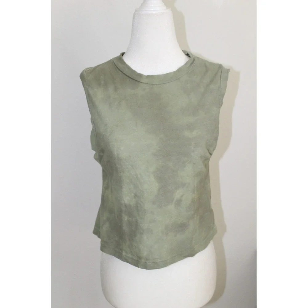 LNA Olive Green Tie Dye Muscle Tank Top XS Cotton Slub Jersey Made in USA - Picture 1 of 7